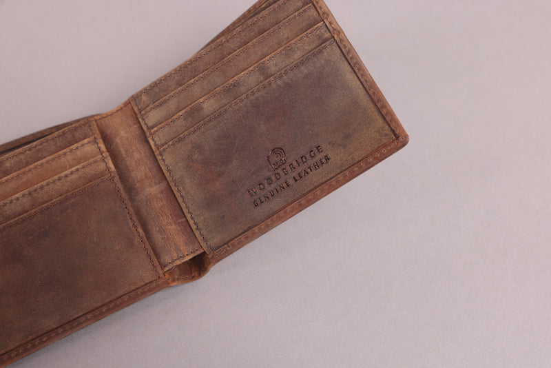 Personalised Engraved Brown Bifold Leather Wallet