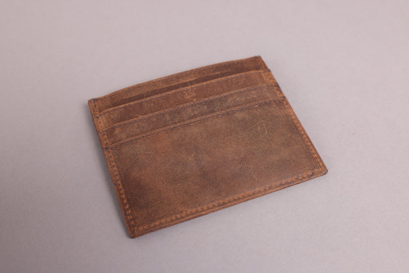 Personalised Engraved Rustic Brown Leather Card Holder Wallet