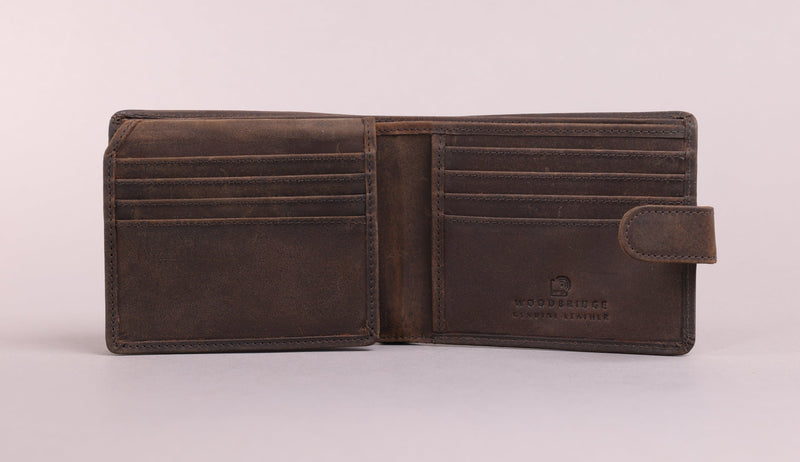 Personalised Engraved Rustic Brown Bifold Leather Wallet