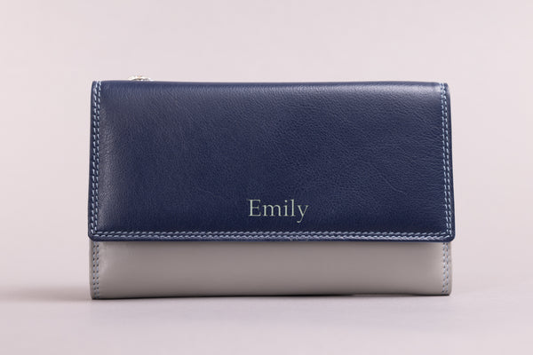 Personalised Engraved Sky Multi Leather Purse