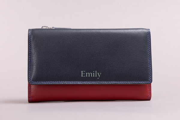 Personalised Engraved Midnight Multi Leather Purse