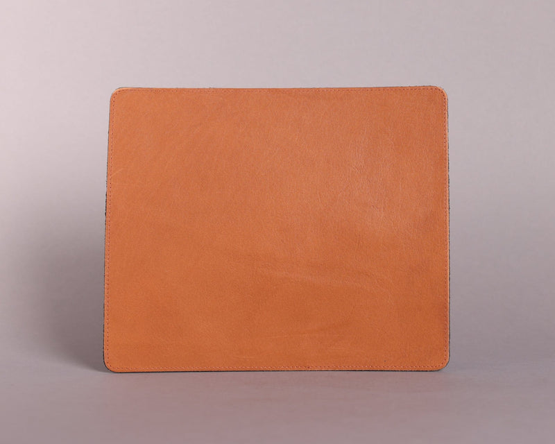 Personalised Engraved Tan Leather Mouse Mat, Desk Pad