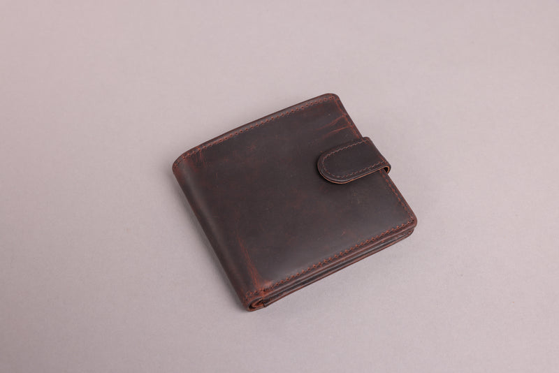 Personalised Engraved Brown Bifold Leather Wallet With Coin Pocket