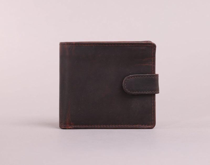 Personalised Engraved Brown Bifold Leather Wallet With Coin Pocket