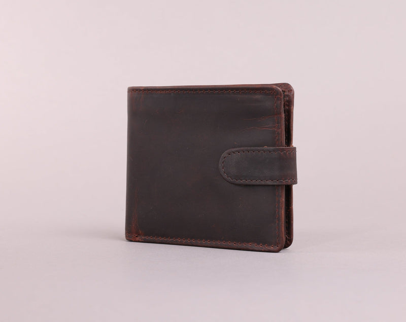 Personalised Engraved Brown Bifold Leather Wallet With Coin Pocket