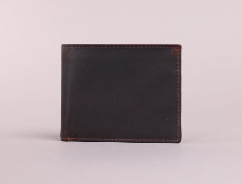 Personalised Engraved Brown Bifold Leather Wallet With Zip Coin Pocket