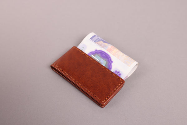 Personalised Engraved Cognac Leather Money Clip