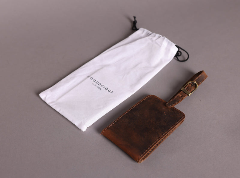 Personalised Engraved Brown Leather Luggage Tag